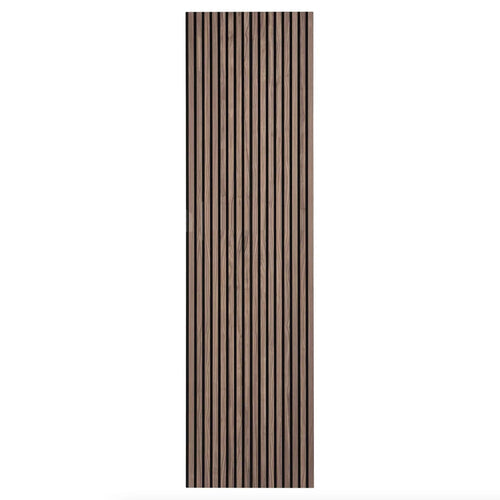 Panneau acoustique bois foncé : tasseaux bois élégants